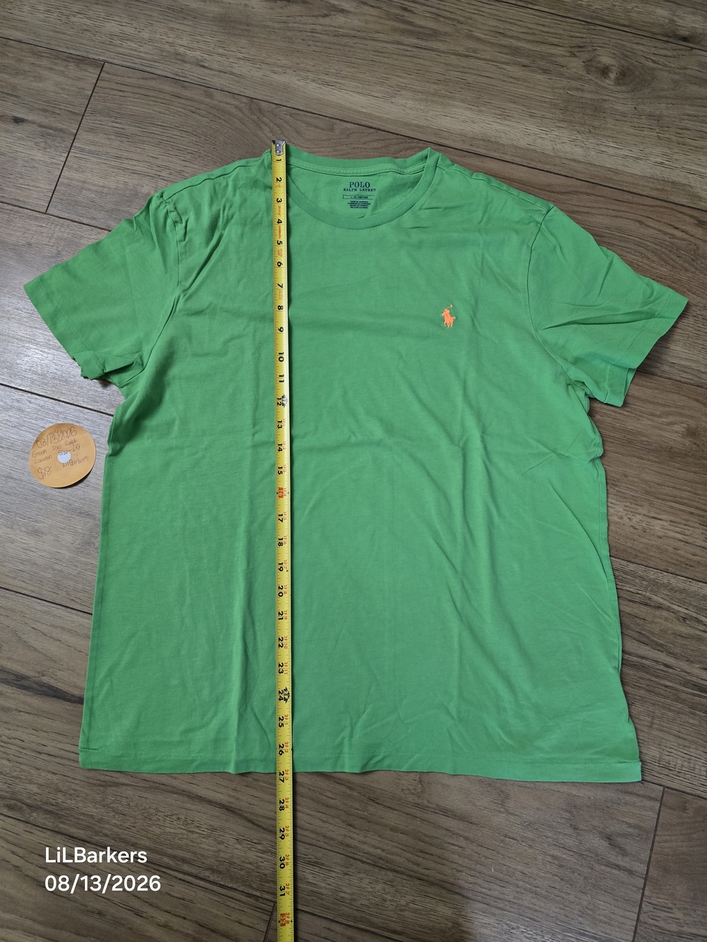 Polo by Ralph Lauren Men's Green Crewneck T-Shirt with Orange Pony